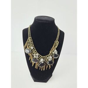 Anne Taylor Loft Necklace chunky dangle rhienstone gold tone